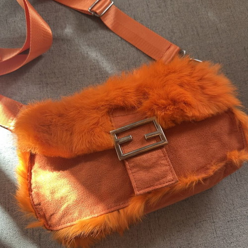 Boho orange fur bag