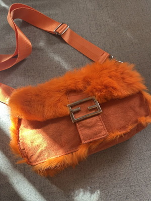 Boho orange fur bag