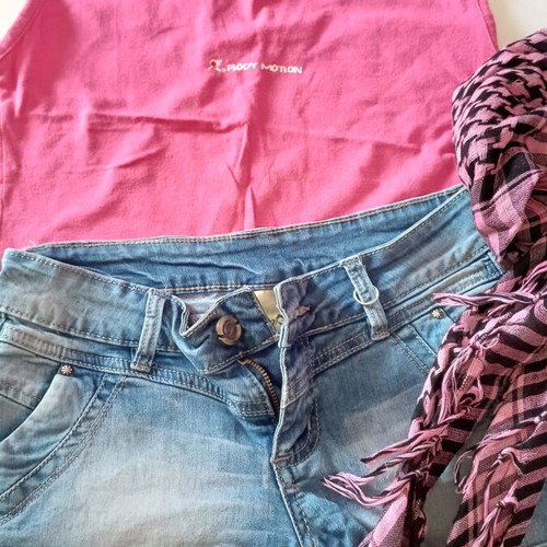 Set with shorts small, 3 pieces, used, pink