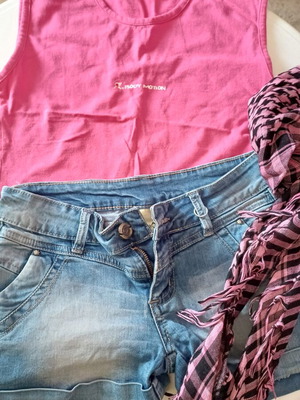 Set with shorts small, 3 pieces, used, pink