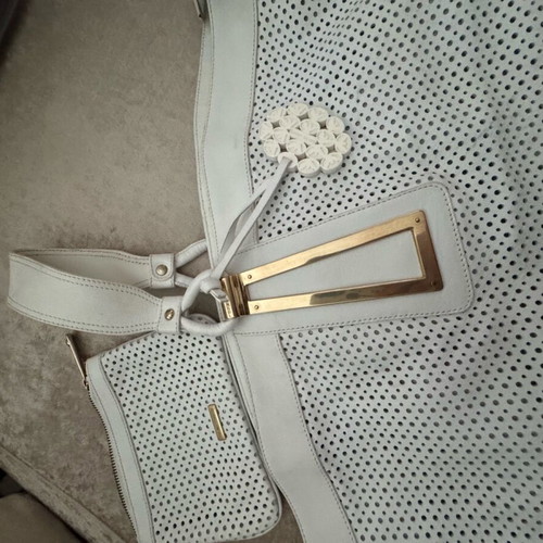 Emporio Armani leather shoulder bag used, white with large space