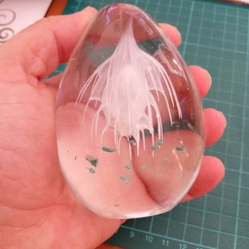 Glass paperweight like new with jellyfish design