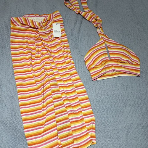 Summer set skirt with tied top new, orange