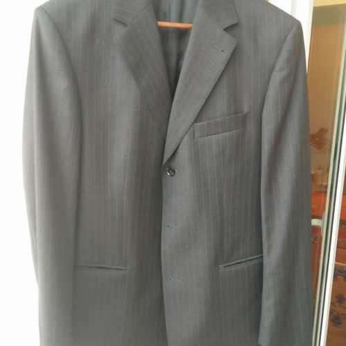 Burberry men's wool jacket used, charcoal with red stripes, size 50