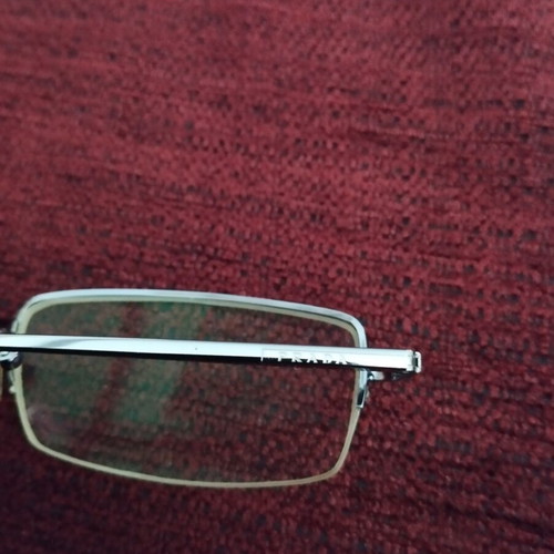 Prada vintage eyeglass frames used, gray metal rectangular shape