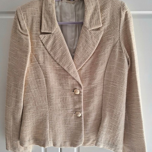 Elegant custom made jacket cardigan with gold thread M/L like new, beige gold