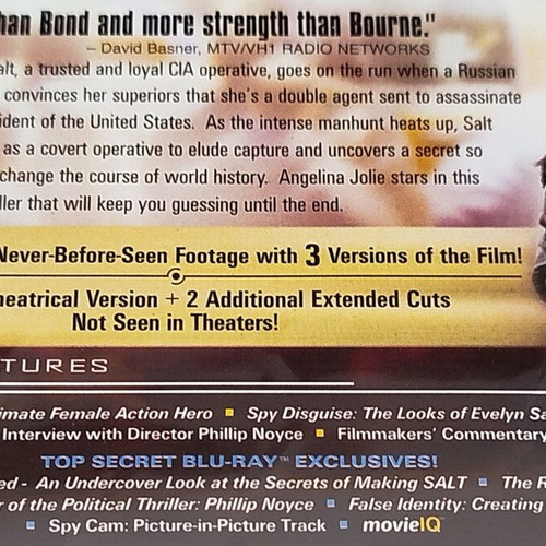 Salt Blu-Ray movie with Greek subtitles, thriller action
