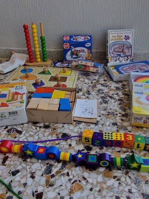 Baby educational wooden toys pack used