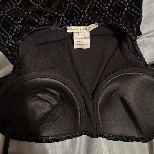 Vassia Kostara velvet bodysuit like new, size S, black