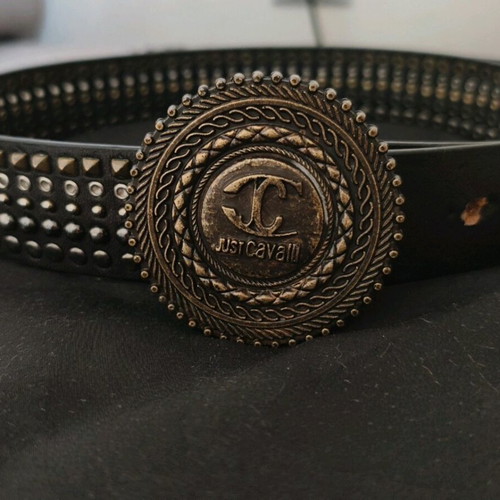 Just Cavalli Vintage authentic leather belt with studs used, brown, size 100cm