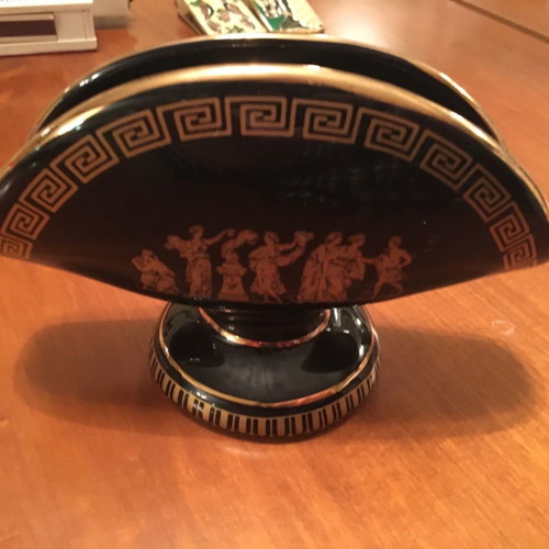 Porcelain napkin holder with ancient Greek painting new