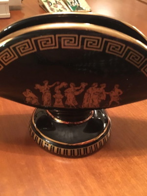 Porcelain napkin holder with ancient Greek painting new