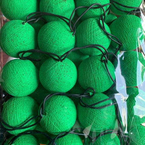 Garland with 35 lights and balls new, handmade in light green