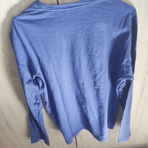 Zara Men Long Sleeve Shirt Blue Raf with Yellow Vintage Print Beverly Palms Hotel used