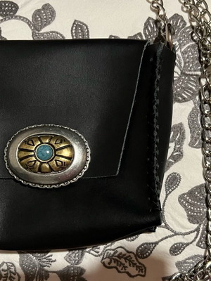 Leather shoulder bag limited edition like new, black and blue