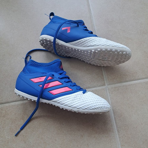 Adidas ACE 17.3 TF Junior football shoes size 36 used, white and blue