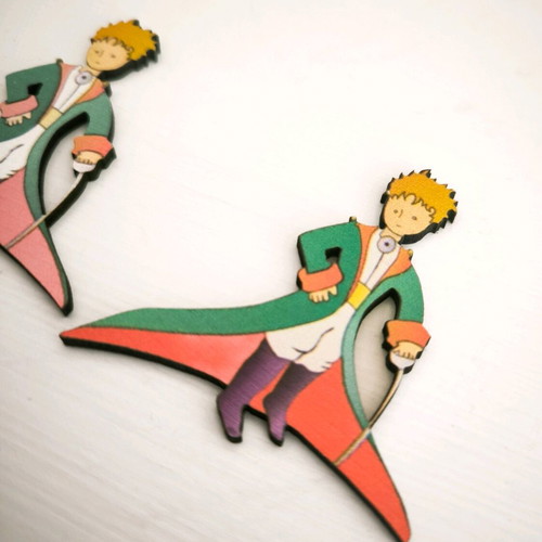 Little Prince wooden earrings new, multicolored