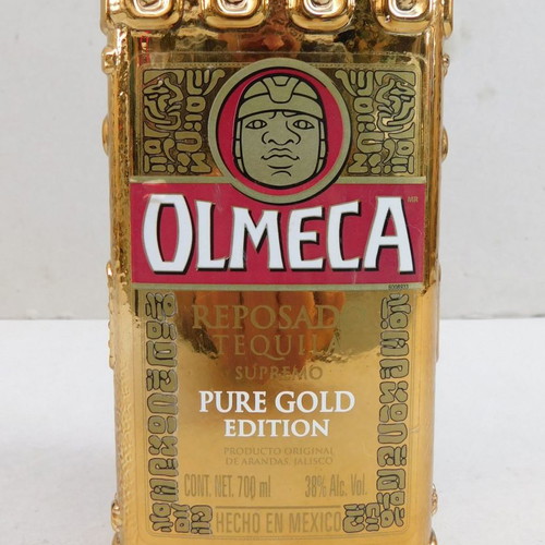 Olmeca Pure Gold Edition tequila bottle empty, 25 cm height