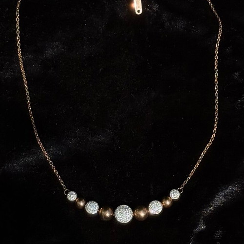 Stainless steel rose gold necklace with zircon and balls new