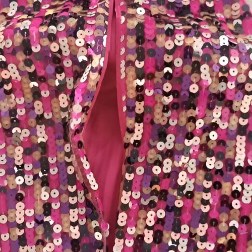Handmade dress with sequins like new, pink-purple shades, halter neck