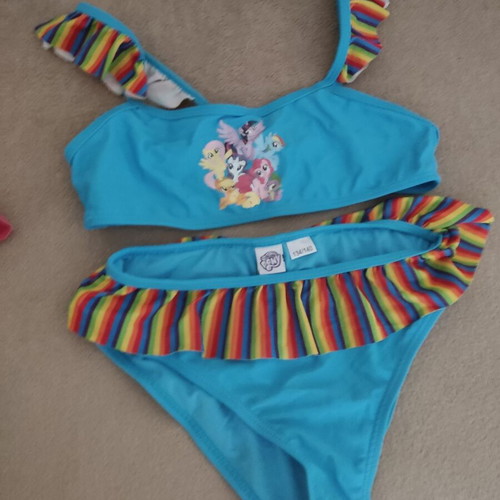 Blue bikini swimsuit like new, multicolored, size 134-140 cm