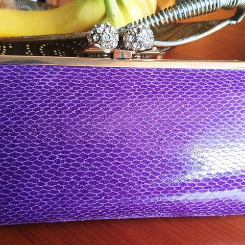 Shoulder bag used, evening purple with gold metal details