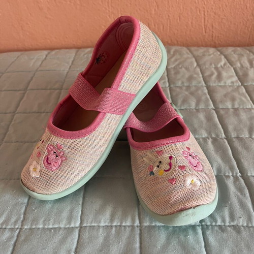 Peppa Pig children's fabric ballerina shoes used, size 27, pink