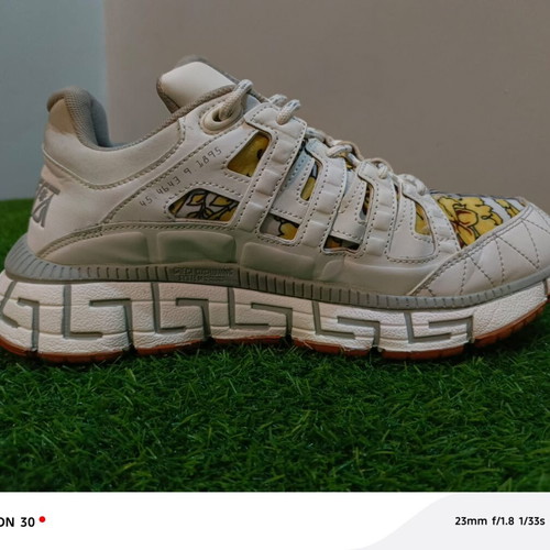 Versace Trigreca sneakers white with gold Barocco print, like new, size 45