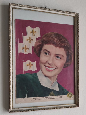 Vintage κάδρο Ingrid Bergman με σελίδα Photoplay Magazine, μεταχειρισμένο
