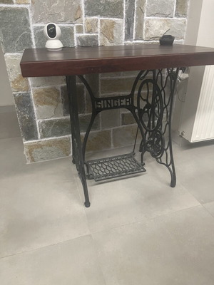 Monastic solid wood dining table with 6 leather chairs and carved coffee table