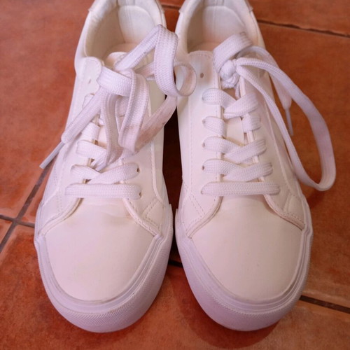 White sneakers new, athletic style, size 38