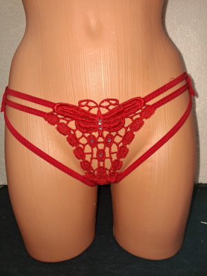 Women's red butterfly string lingerie