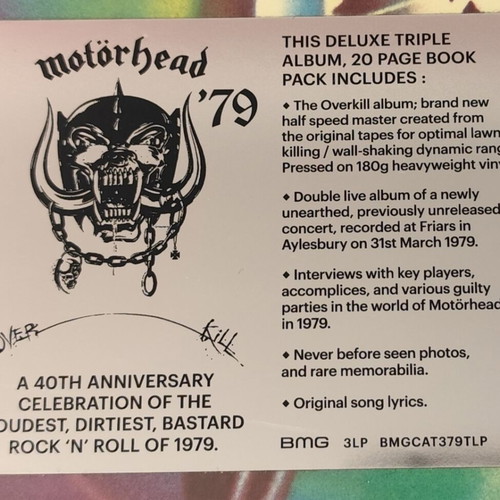 Motorhead Overkill 3LP and book sealed