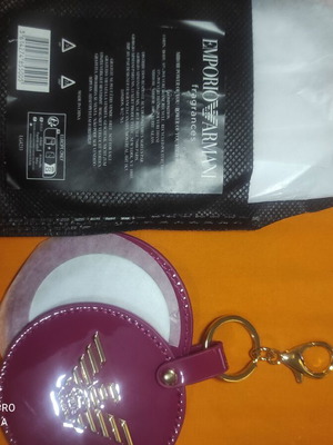 Emporio Armani keychain with mirror new, black and red