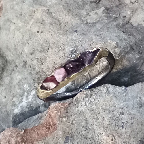 Silver 925° ring with black and gold plating, like new, size 54