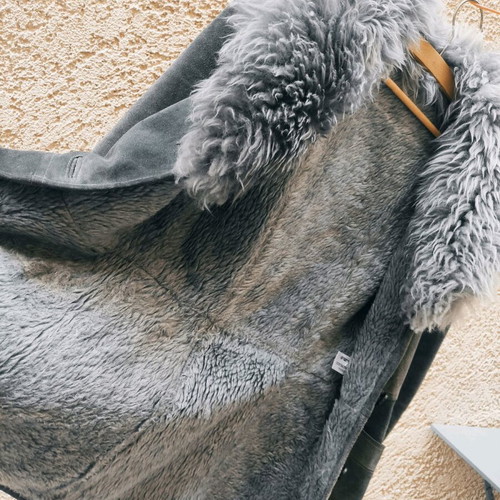 Vintage suede leather jacket used, gray, small/xs