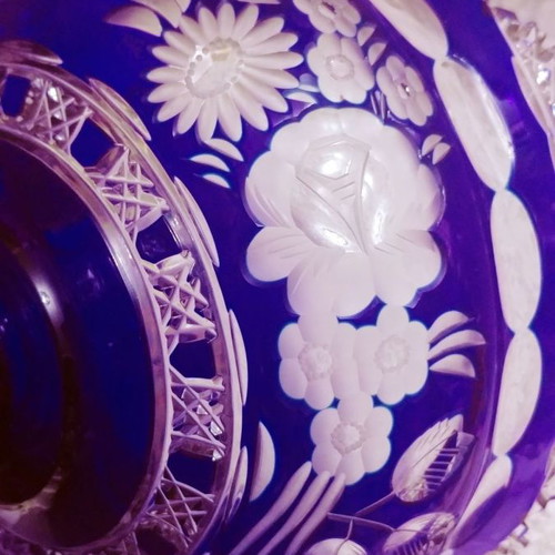 Meissener Bleikristall "Flower of London" fruit bowl new, blue