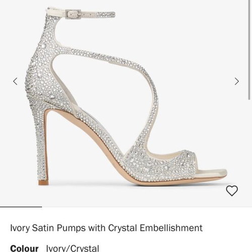 Jimmy Choo satin sandals used with crystal embellishment gold