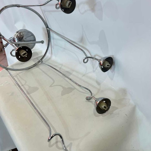 Metal ceiling light with small spotlights used, 74x34 cm