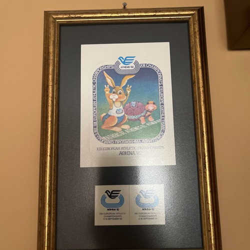 Framed artwork from 1982 Athens European Athletics Championships like new