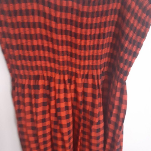 Summer long checkered dress with straps new, red-black