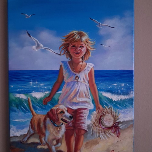 Painting "Καλοκαιρινή μέρα" acrylic on canvas, new, 30x40 cm
