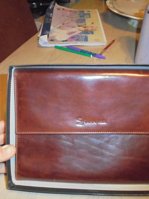 Sim Italia leather clutch bag, brown, 18x23 cm