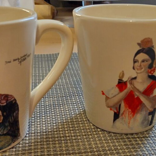Decorative mugs used, set of 2 from Spain