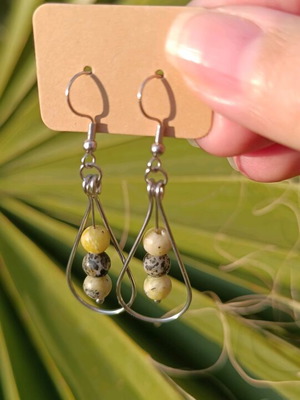Handmade earrings made of steel, new, yellow and silver