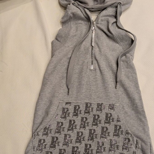 Phard sleeveless hoodie dress gray with rhinestones like new