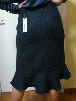 Axel midi pencil skirt navy blue tweed new, size S