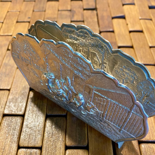 Vintage silver-plated napkin holder used, from Denmark