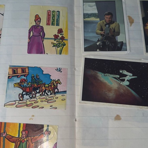 Sticker album used with football, Captain Planet, Star Trek stickers