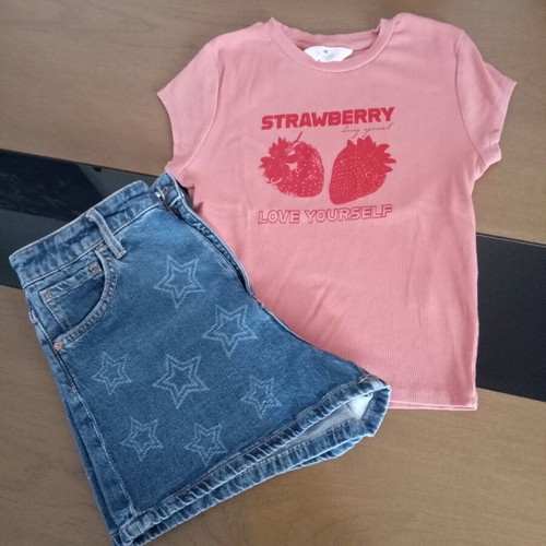 H&M denim shorts set for girl 13-14+ years like new
